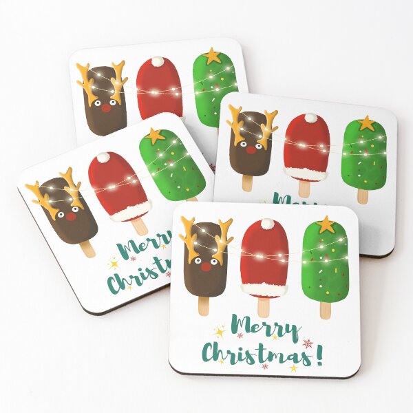 Item preview, sweet Christmas ice cream, fun illustration with three popsicle sticks decorated for the holiday season. designed and sold by Malogue.