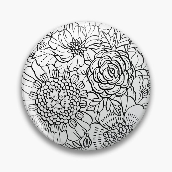 Item preview, black line art flower drawing designed and sold by onMerryDay.