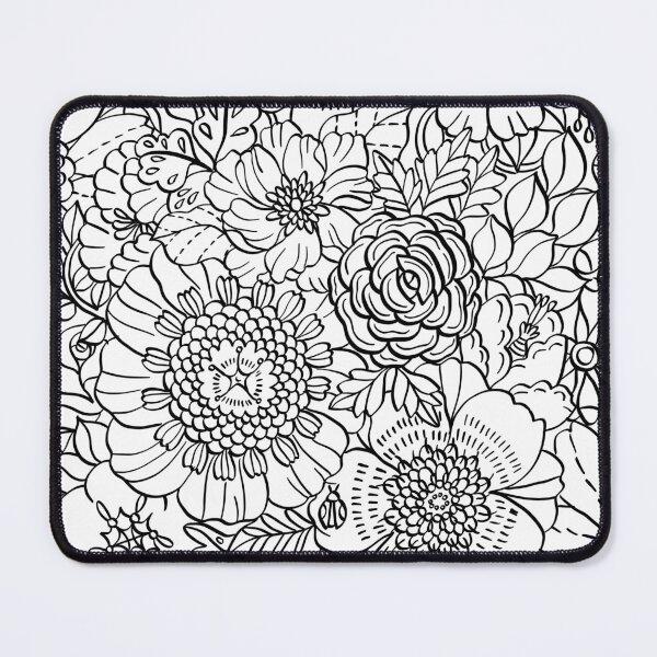 Item preview, black line art flower drawing designed and sold by onMerryDay.