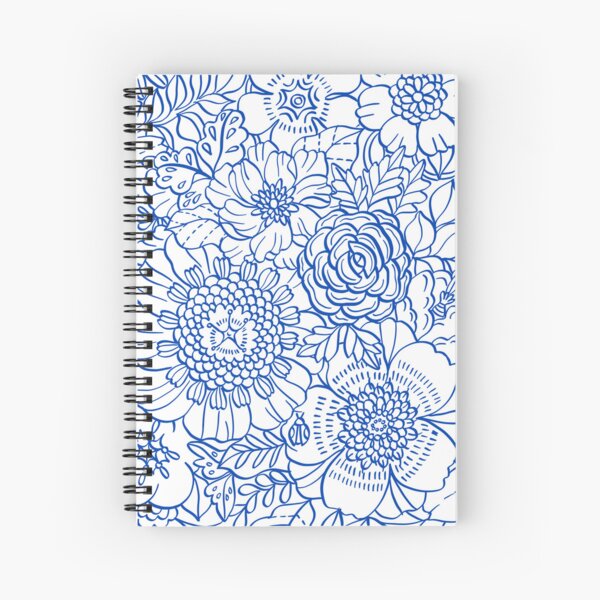 blue line art flower Spiral Notebook