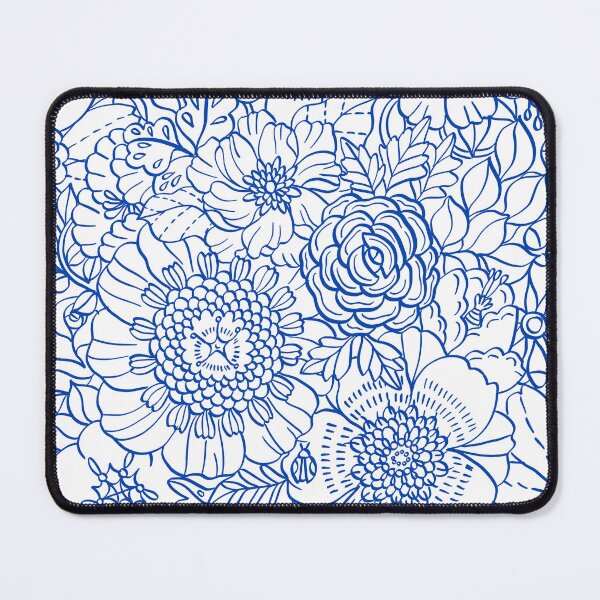 Item preview, blue line art flower designed and sold by onMerryDay.