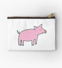 Simple Pig - pink and white - cute animal pattern by Cecca Designs Studio Pouch