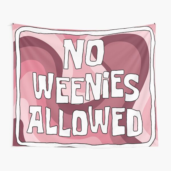 Vista previa del artículo con la obra «Bob Esponja No se permiten Weenies Meme Tela decorativa», diseñado y vendido por AZA990.