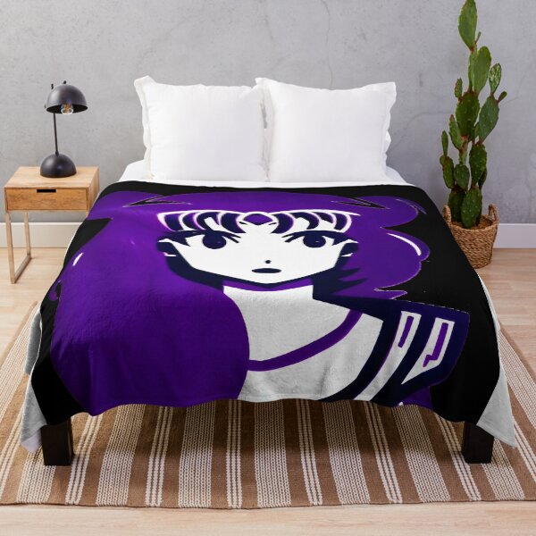 Item preview, purple hair cute anime girl black background designed and sold by UncleLanny.