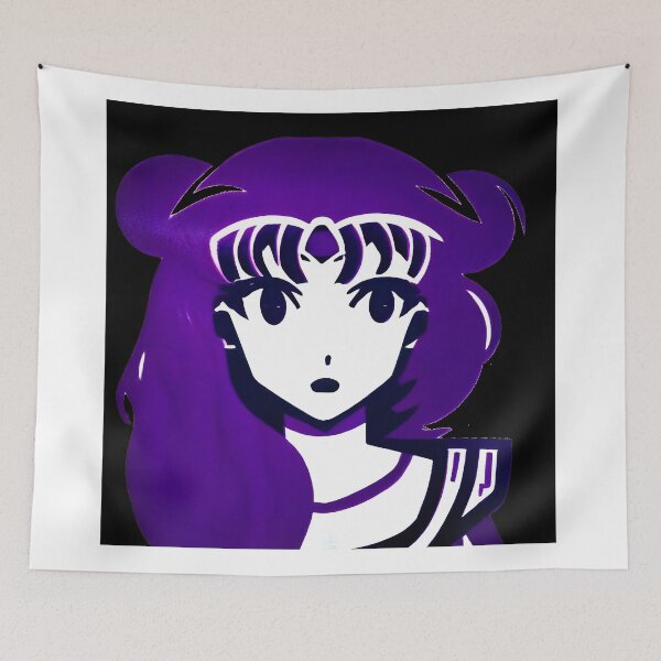 Item preview, purple hair cute anime girl black background designed and sold by UncleLanny.
