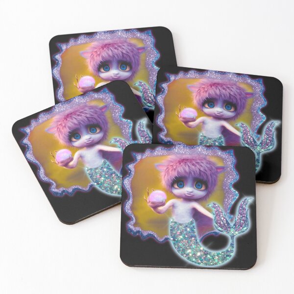 Item preview, Merman Mermaid Muppet holding sphere Adorable Sparkling Glitter Funny Lil’ Critter made from Felt and Glitter designed and sold by BadassBazaar.