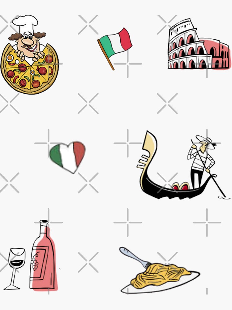 Italy Sticker Pack set Italy elements roma venezia italy flag and