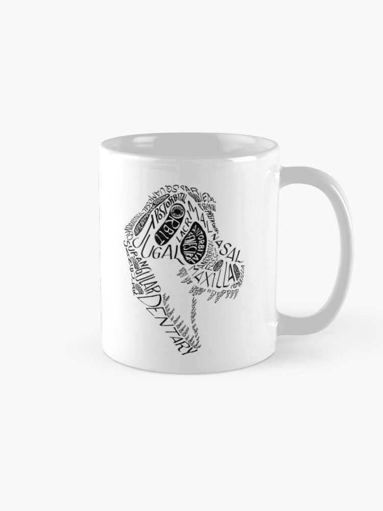 Alternate view of Black Calligram Tyrannosaur Skull Coffee Mug
