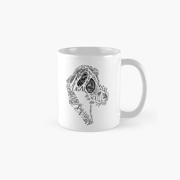 Black Calligram Tyrannosaur Skull Classic Mug