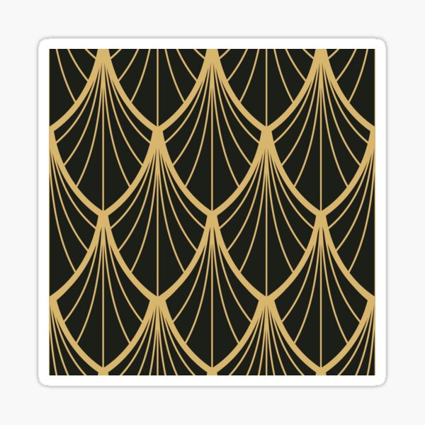 Elegant,Art deco, gold,black,fan,pattern,chic,vintage,modern,trendy,beautiful Sticker