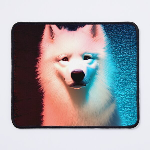 Item preview, White Samoyed dog portrait - neon light #27 designed and sold by supeart.