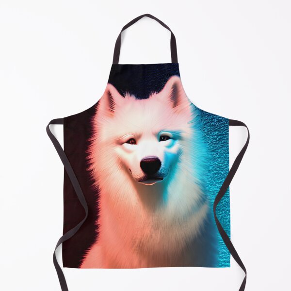 Item preview, White Samoyed dog portrait - neon light #27 designed and sold by supeart.
