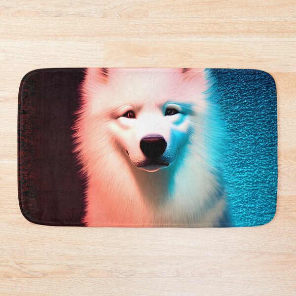 Item preview, White Samoyed dog portrait - neon light #27 designed and sold by supeart.
