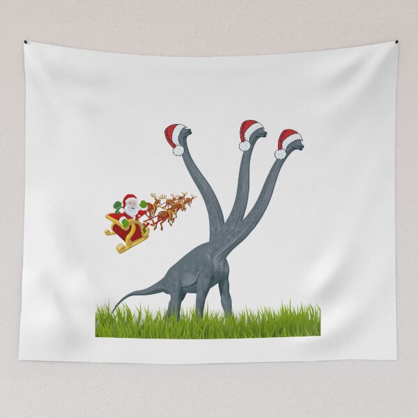 Item preview, Dinosaur Christmas with Santa Claus 10 | 3-necked dinosaur | Merry Xmas designed and sold by CosmicStory.