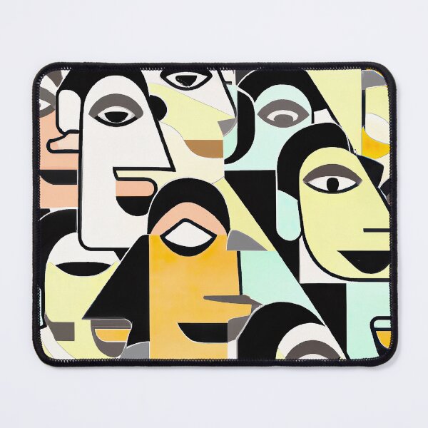 Item preview, Group of Faces on the Diagonal - Abstract Art - Blue, Black, Pink, and Orange designed and sold by Inomaly Art.