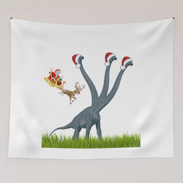 Item preview, Dinosaur Christmas with Santa Claus 11 | 3-necked dinosaur | Merry Xmas designed and sold by CosmicStory.