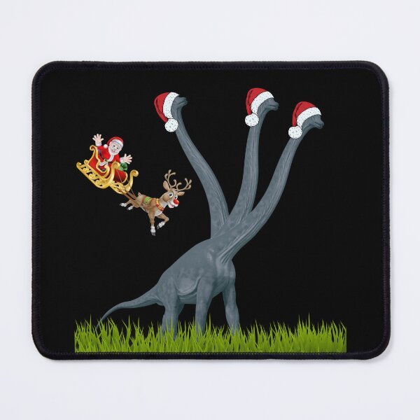 Item preview, Dinosaur Christmas with Santa Claus 11 (in black) | 3-necked dinosaur | Merry Xmas designed and sold by CosmicStory.