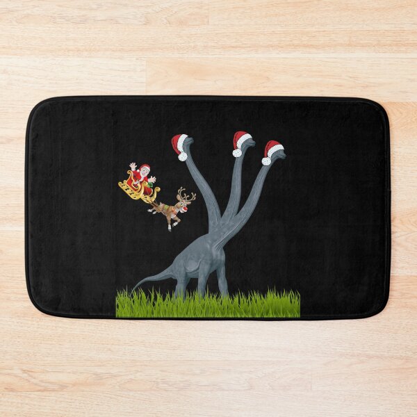 Item preview, Dinosaur Christmas with Santa Claus 11 (in black) | 3-necked dinosaur | Merry Xmas designed and sold by CosmicStory.