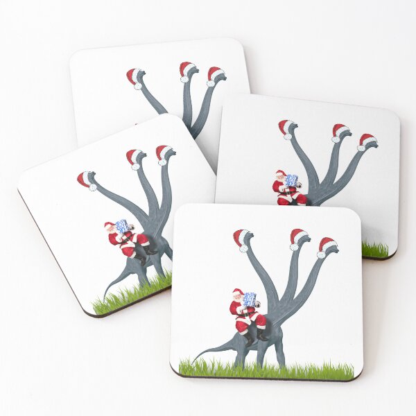Item preview, Dinosaur Christmas with Santa Claus 13 | 3-necked dinosaur | Merry Xmas designed and sold by CosmicStory.