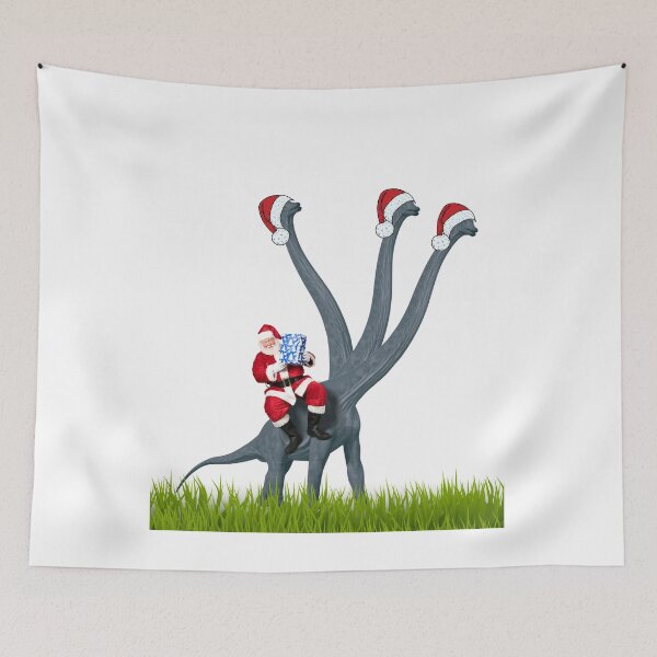 Item preview, Dinosaur Christmas with Santa Claus 13 | 3-necked dinosaur | Merry Xmas designed and sold by CosmicStory.