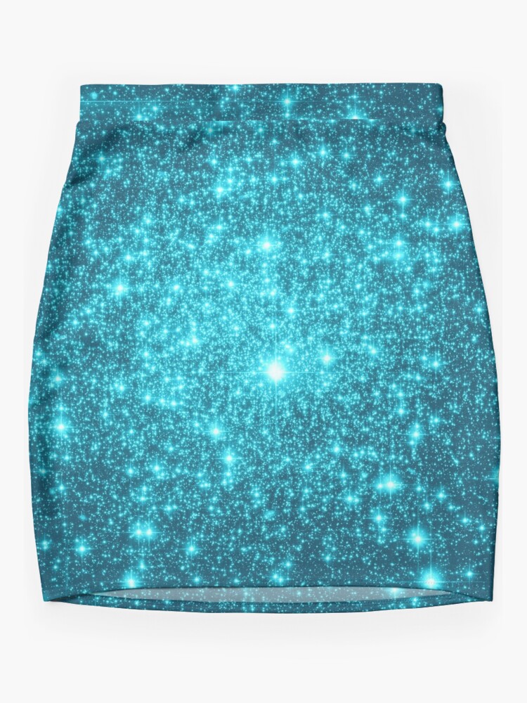 Discover Galaxy Sparkle Stars Turquoise Mini Skirt