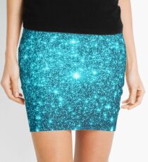 Turquoise Sparkle Stars Mini Skirt