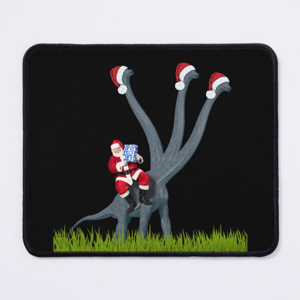 Item preview, Dinosaur Christmas with Santa Claus 13 (in black) | 3-necked dinosaur | Merry Xmas designed and sold by CosmicStory.