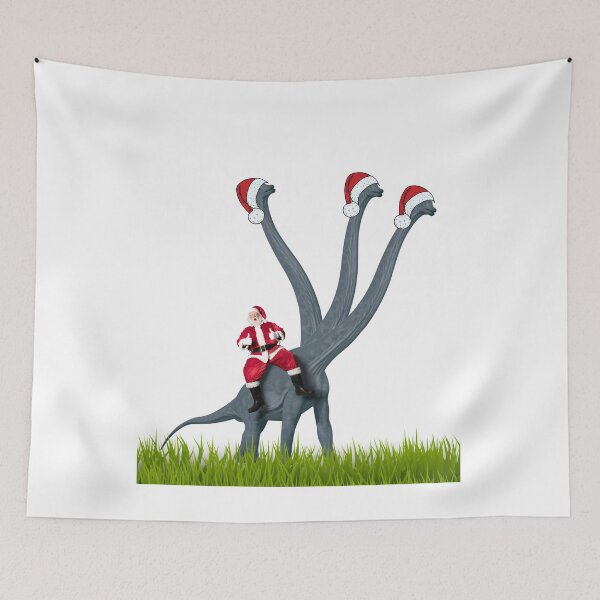 Item preview, Dinosaur Christmas with Santa Claus 14 | 3-necked dinosaur | Merry Xmas designed and sold by CosmicStory.