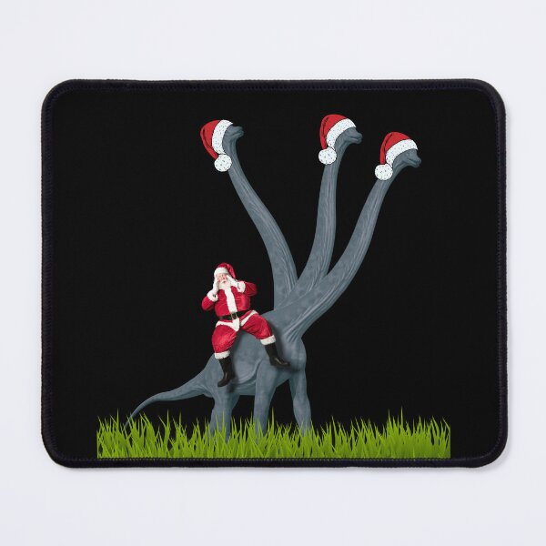 Item preview, Dinosaur Christmas with Santa Claus 15 (in black) | 3-necked dinosaur | Merry Xmas designed and sold by CosmicStory.