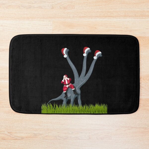 Item preview, Dinosaur Christmas with Santa Claus 15 (in black) | 3-necked dinosaur | Merry Xmas designed and sold by CosmicStory.