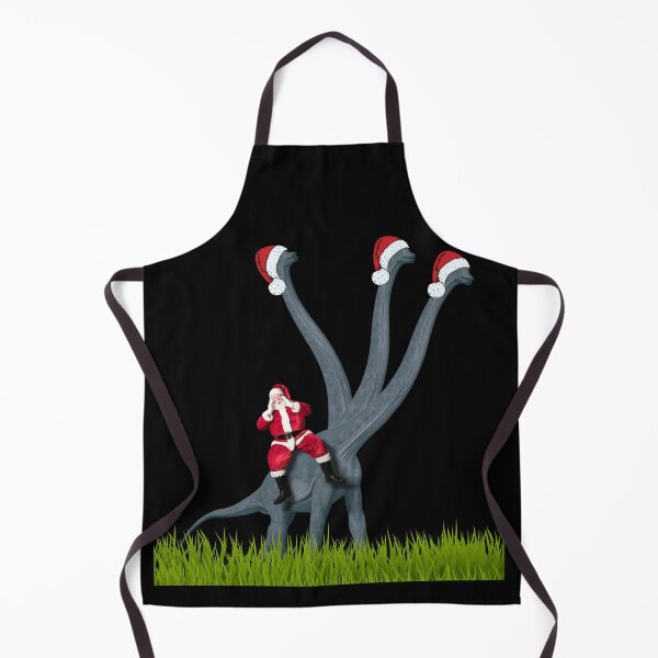 Item preview, Dinosaur Christmas with Santa Claus 15 (in black) | 3-necked dinosaur | Merry Xmas designed and sold by CosmicStory.