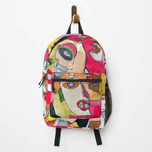 Item preview, Distorted Crowd Portrait - Abstract Faces Painting - Pink, Red, Brown, and Black  designed and sold by Inomaly Art.