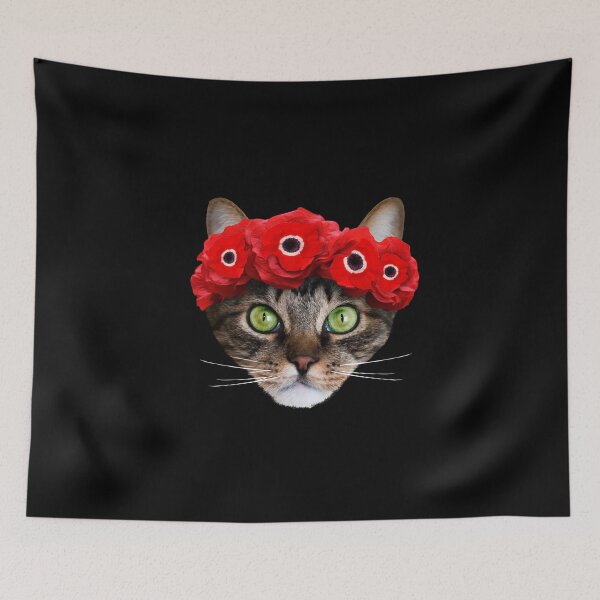 Item preview, Cat with wreath of flowers designed and sold by DerSenat.