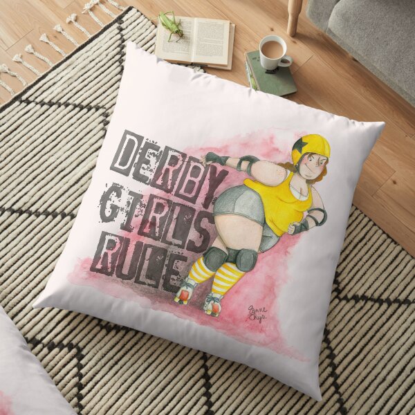 Roller derby girl - with quote Floor Pillow
