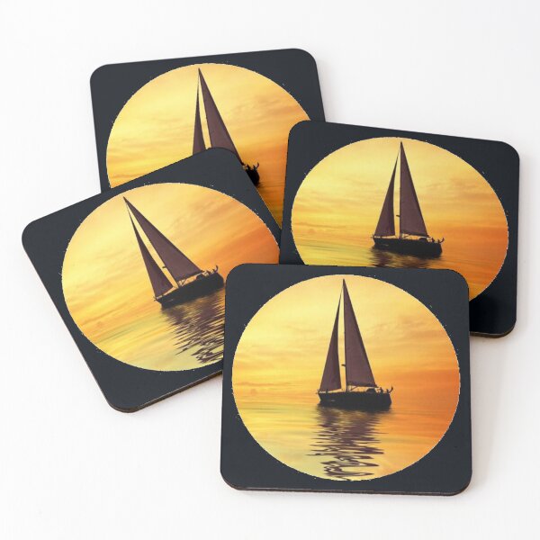 Item preview, Yellow Orange Sunset Sailing Lake  designed and sold by ChristinasMess.
