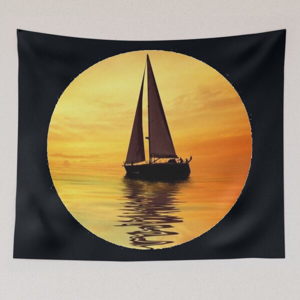 Item preview, Yellow Orange Sunset Sailing Lake  designed and sold by ChristinasMess.