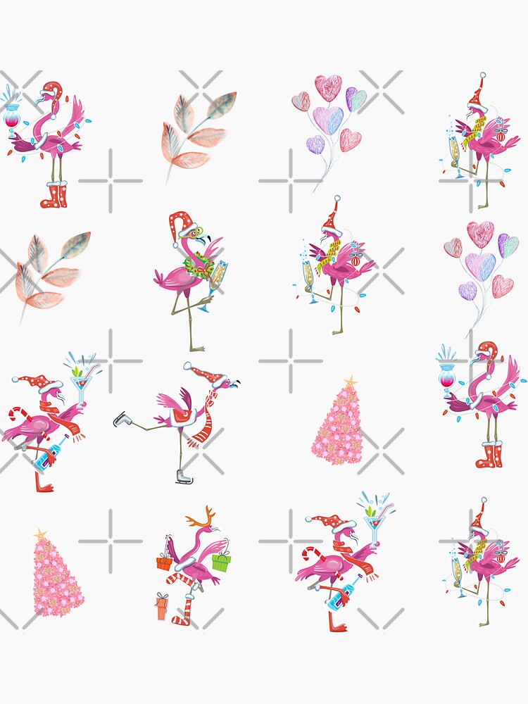 "Pink Flamingos Christmas Party" Sticker for Sale by DreamyFeminine