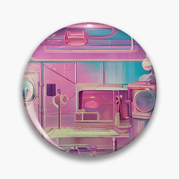 Item preview, pink future office ai generated wall art designed and sold by UncleLanny.