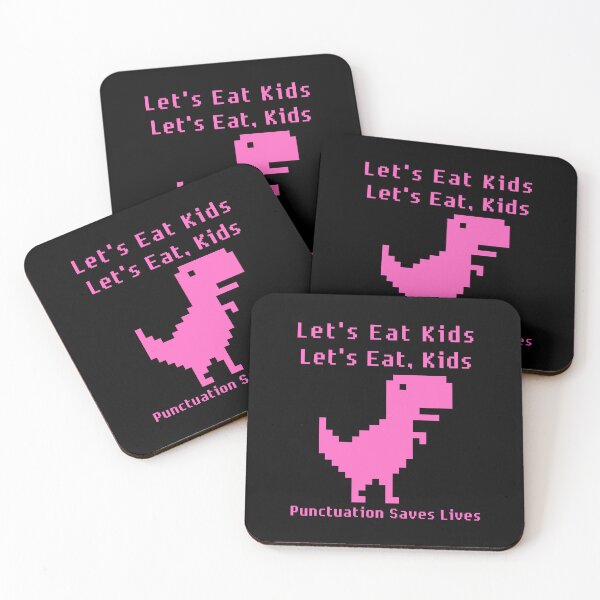 Item preview, Eat Kids Let's Eat, Kids Punctuation Saves Lives : retro pixel pink designed and sold by MokonoKokoro.