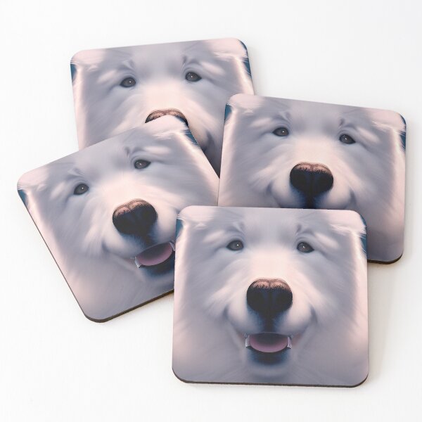 Item preview, White Samoyed dog portrait - neon light #28 designed and sold by supeart.