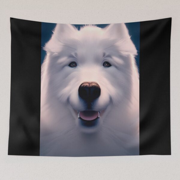 Item preview, White Samoyed dog portrait - neon light #28 designed and sold by supeart.