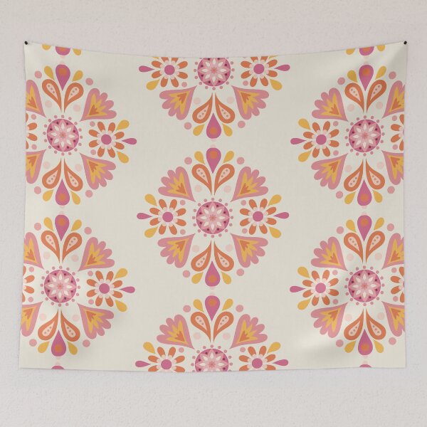 Item preview, Hungarian Folk Art orang pink yellow  designed and sold by vianahline.