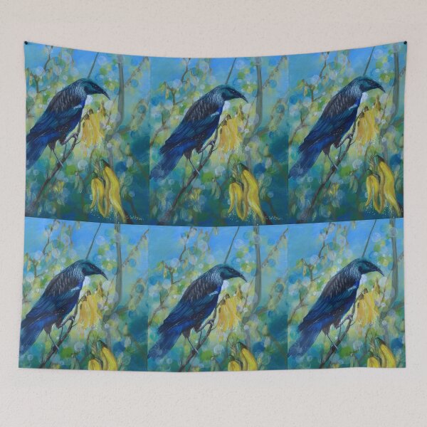 Item preview, Tui in the Kowhai tree, Bird in spring tree designed and sold by Goldstarwork.