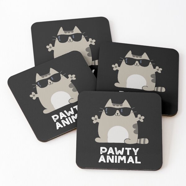 Item preview, Pawty Animal Funny Party Cat Puns (Dark BG) designed and sold by punnybone.