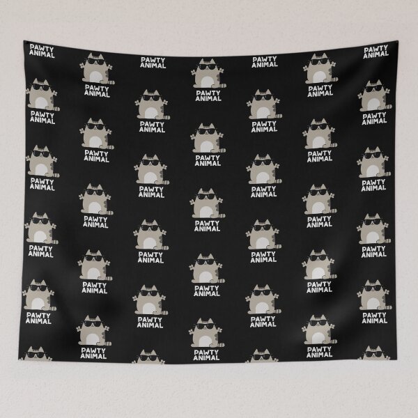Item preview, Pawty Animal Funny Party Cat Puns (Dark BG) designed and sold by punnybone.