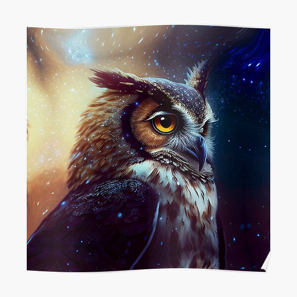 CG Hibou à la lumière des étoiles Poster