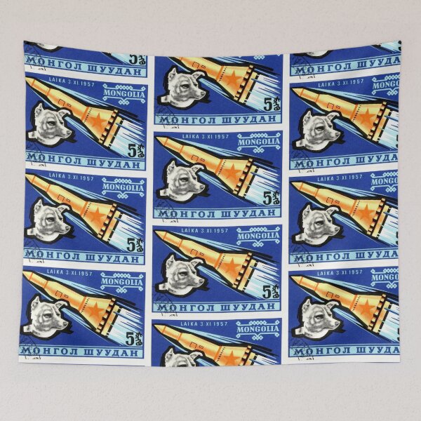 Item preview, 1963 Mongolia Laika First Dog in Space Postage Stamp designed and sold by retrographics.