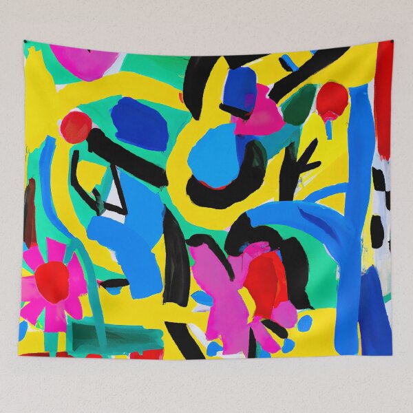 Item preview, Pink Flowers in Bloom - Abstract Colorful Art - Yellow, Blue, and Pink designed and sold by Inomaly Art.