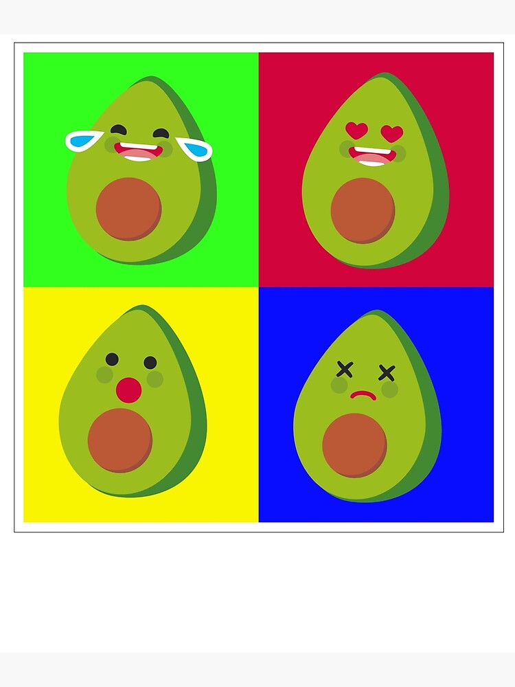 the-many-faces-of-avocado-emoji-poster-by-bzardesigns-redbubble