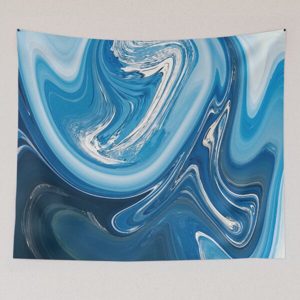 Item preview, Blue And White Liquid Art. Liquid Marble. Abstract Design. designed and sold by Jason123za.